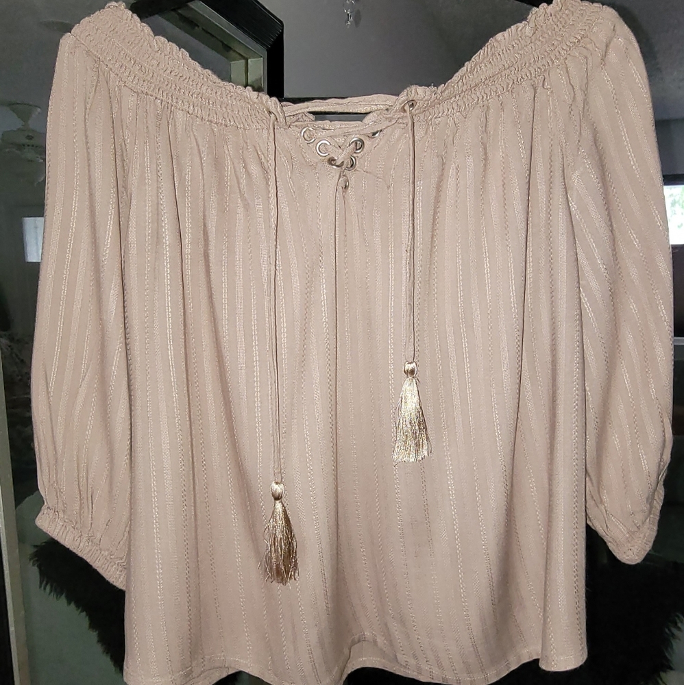 Taupe off the shoulder top
